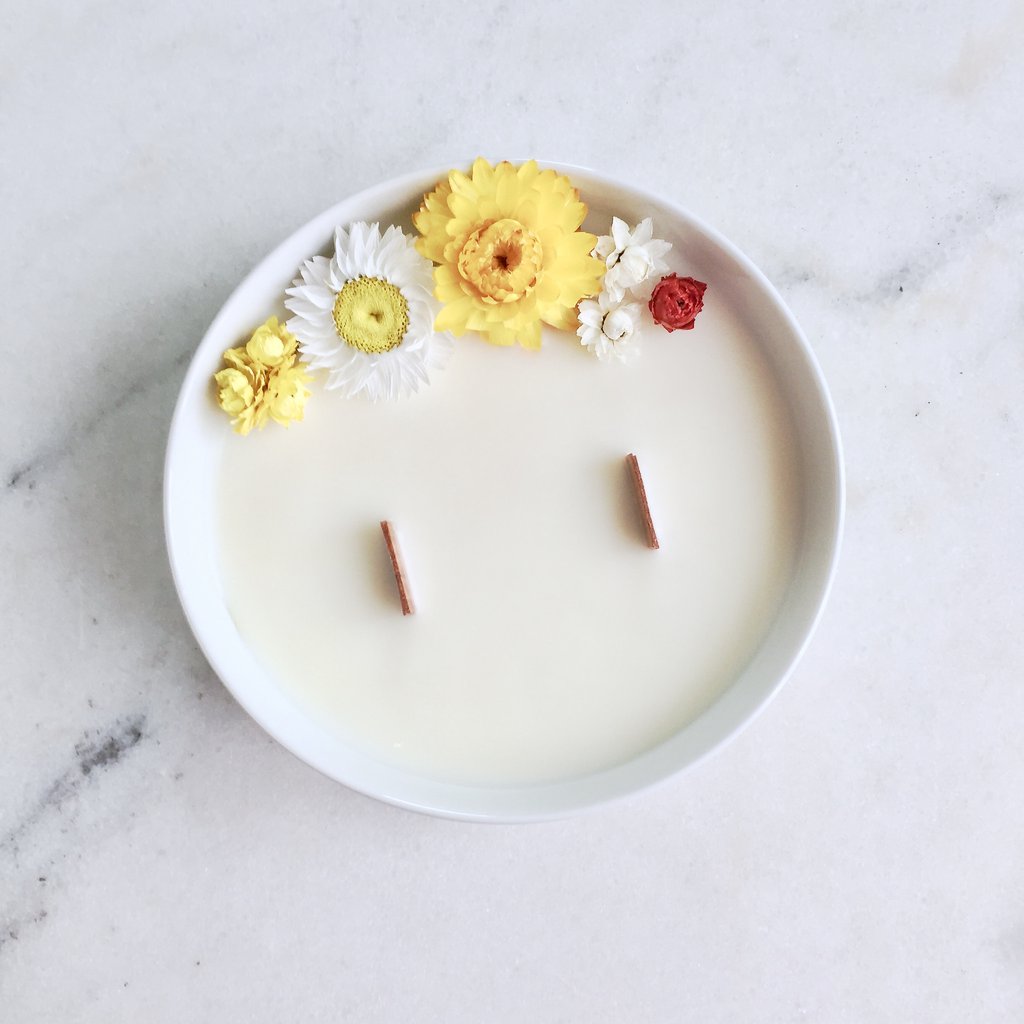 Bougie Fleurie au Citron - Moyenne - Organic Cocoon - Bougie Vegan - Bougie Bio - Made In France - Bougie Fleurie - Candle Flower - Vegan Candle