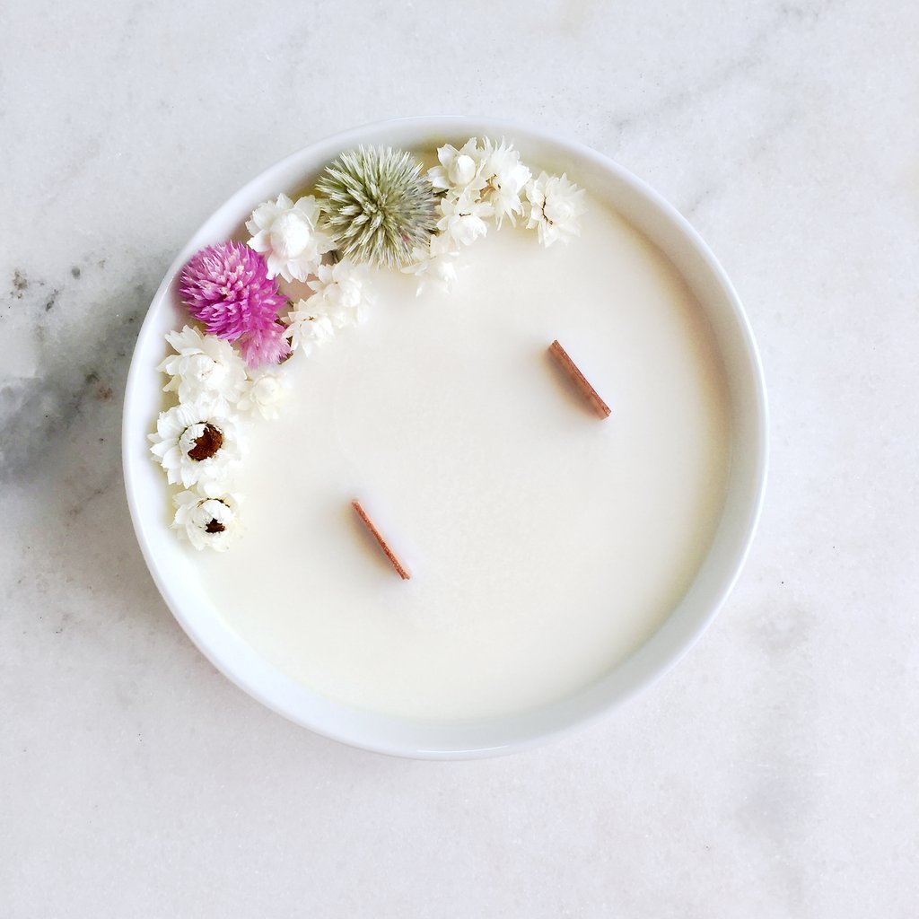 Bougie Fleurie au Jasmin - Moyenne - Flower Candle - Dried Flowers - Bougie Fleurie - Bougie Bio Vegan - Bougie Paris Organic Cocoon