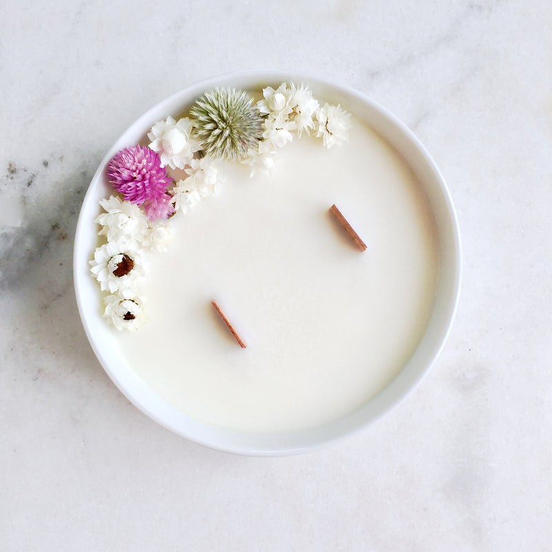 Bougie Fleurie au Jasmin - Moyenne - Flower Candle - Dried Flowers - Bougie Fleurie - Bougie Bio Vegan - Bougie Paris Organic Cocoon