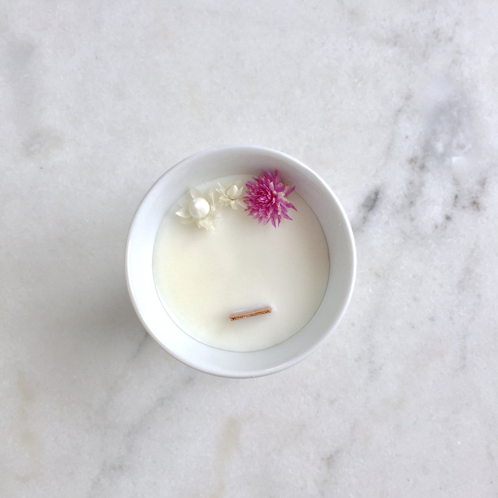 Bougie Fleurie au Jasmin - Petite - Flower Candle - Dried Flowers - Bougie Fleurie - Bougie Bio Vegan - Bougie Paris Organic Cocoon