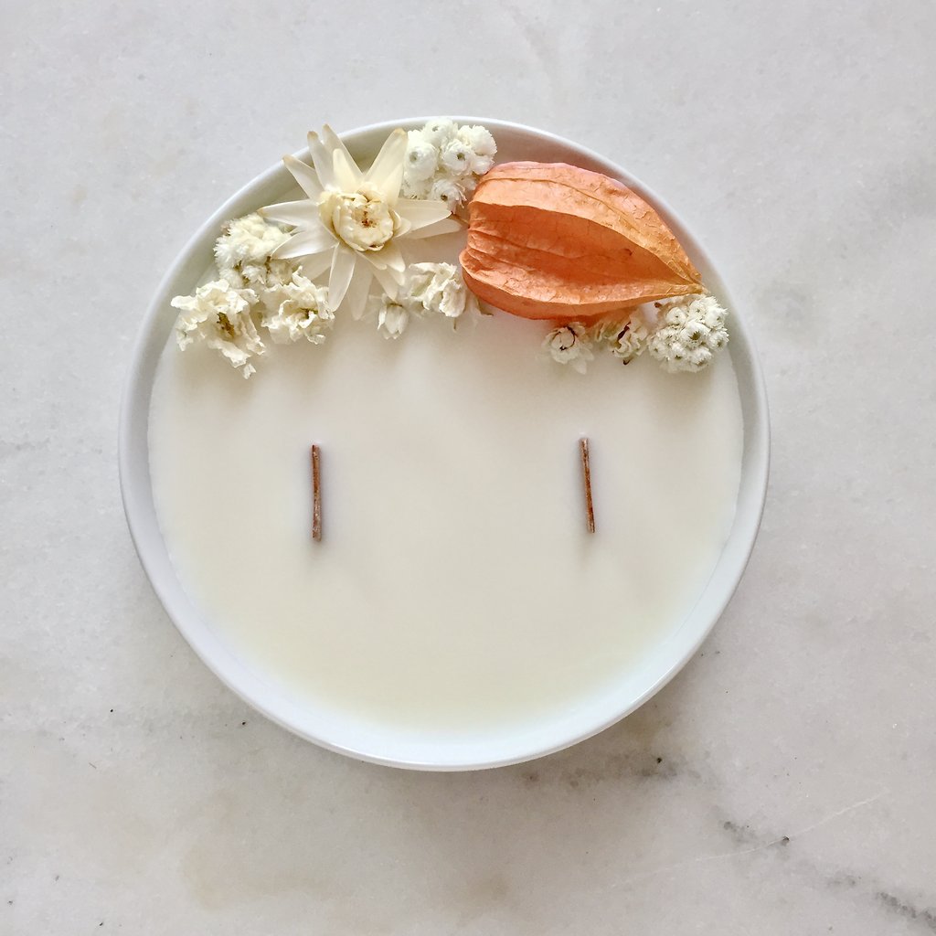 Bougie Fleurie à la Fleur d'Oranger - Moyenne - Flower Candle - Dried Flowers - Bougie Fleurie - Bougie Bio Vegan - Bougie Paris Organic Cocoon