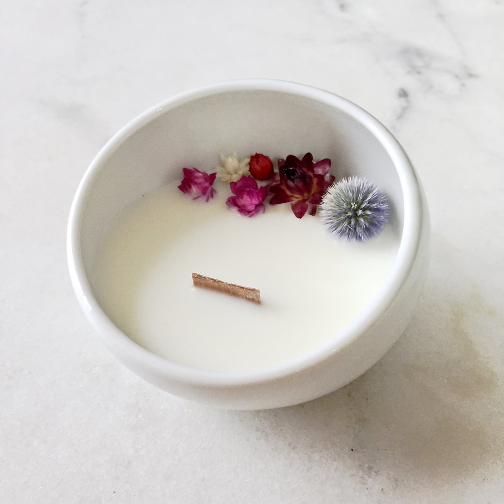 Bougie Fleurie à l'Ylang Ylang - Cocon - Flower Candle - Dried Flowers - Bougie Fleurie - Bougie Bio Vegan - Bougie Paris Organic Cocoon