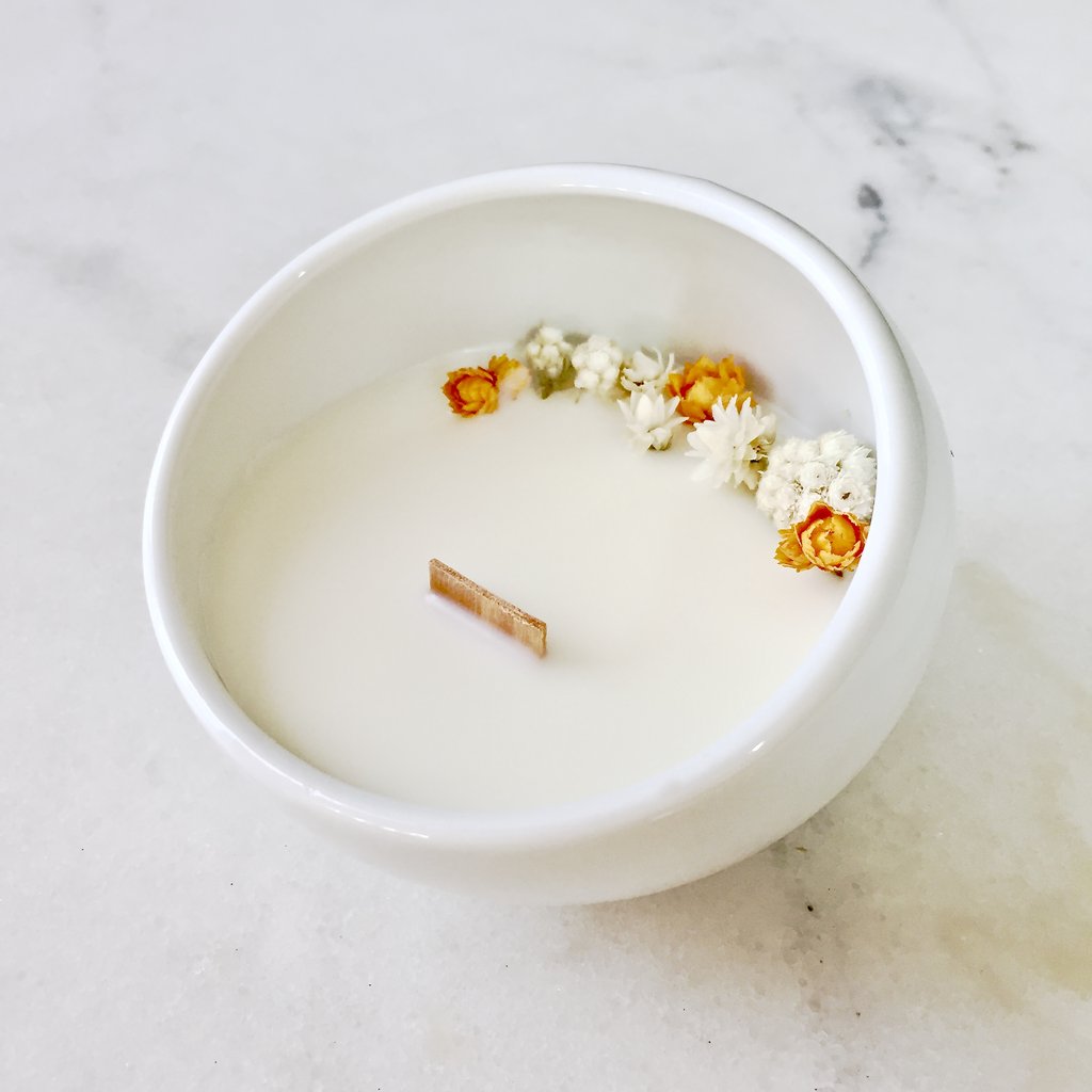 Bougie Fleurie à la Fleur d'Oranger - Cocon - Flower Candle - Dried Flowers - Bougie Fleurie - Bougie Bio Vegan - Bougie Paris Organic Cocoon