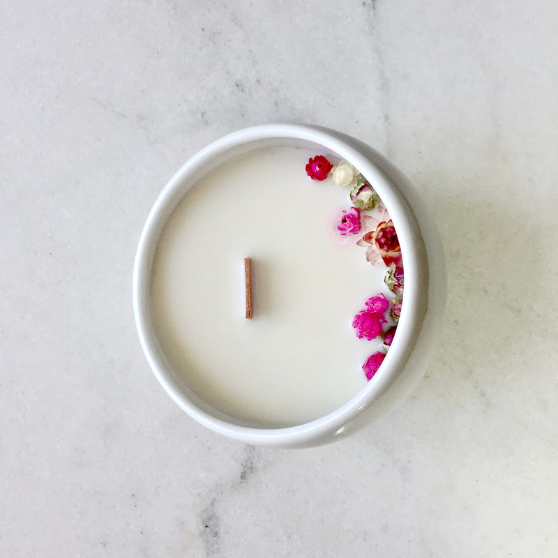 Bougie Fleurie à la Rose - Cocon - Flower Candle - Dried Flowers - Bougie Fleurie - Bougie Bio Vegan - Bougie Paris Organic Cocoon