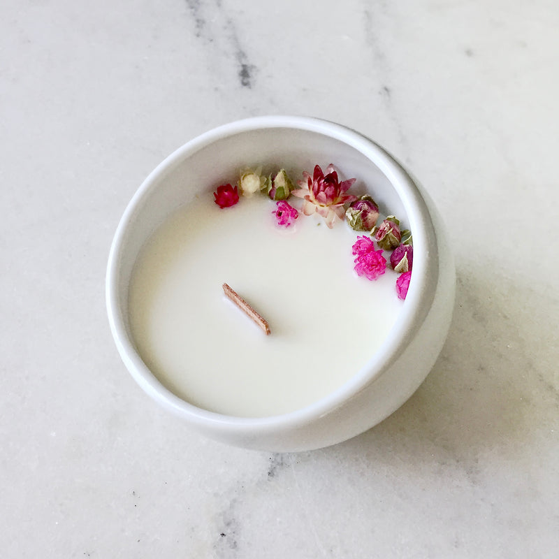 Bougie Fleurie à la Rose - Cocon - Flower Candle - Dried Flowers - Bougie Fleurie - Bougie Bio Vegan - Bougie Paris Organic Cocoon