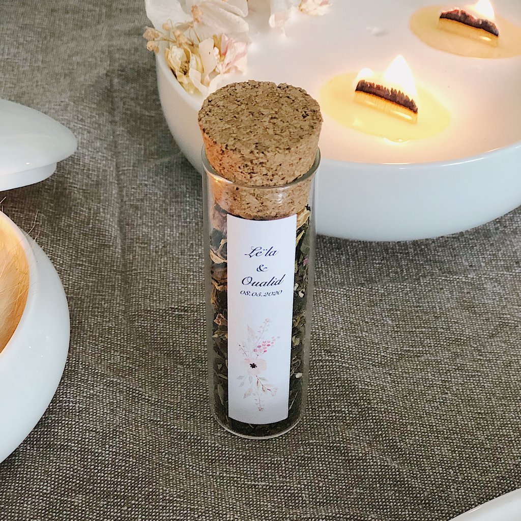 Fiole de Thé Fleuri - Cadeau Invité
